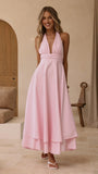 Kathy Halter Neck Maxi Dress Light Pink