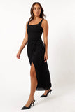 Nadea Faux Wrap Maxi Dress Black