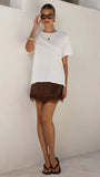 Elizabella Lace Mini Skirt Chocolate