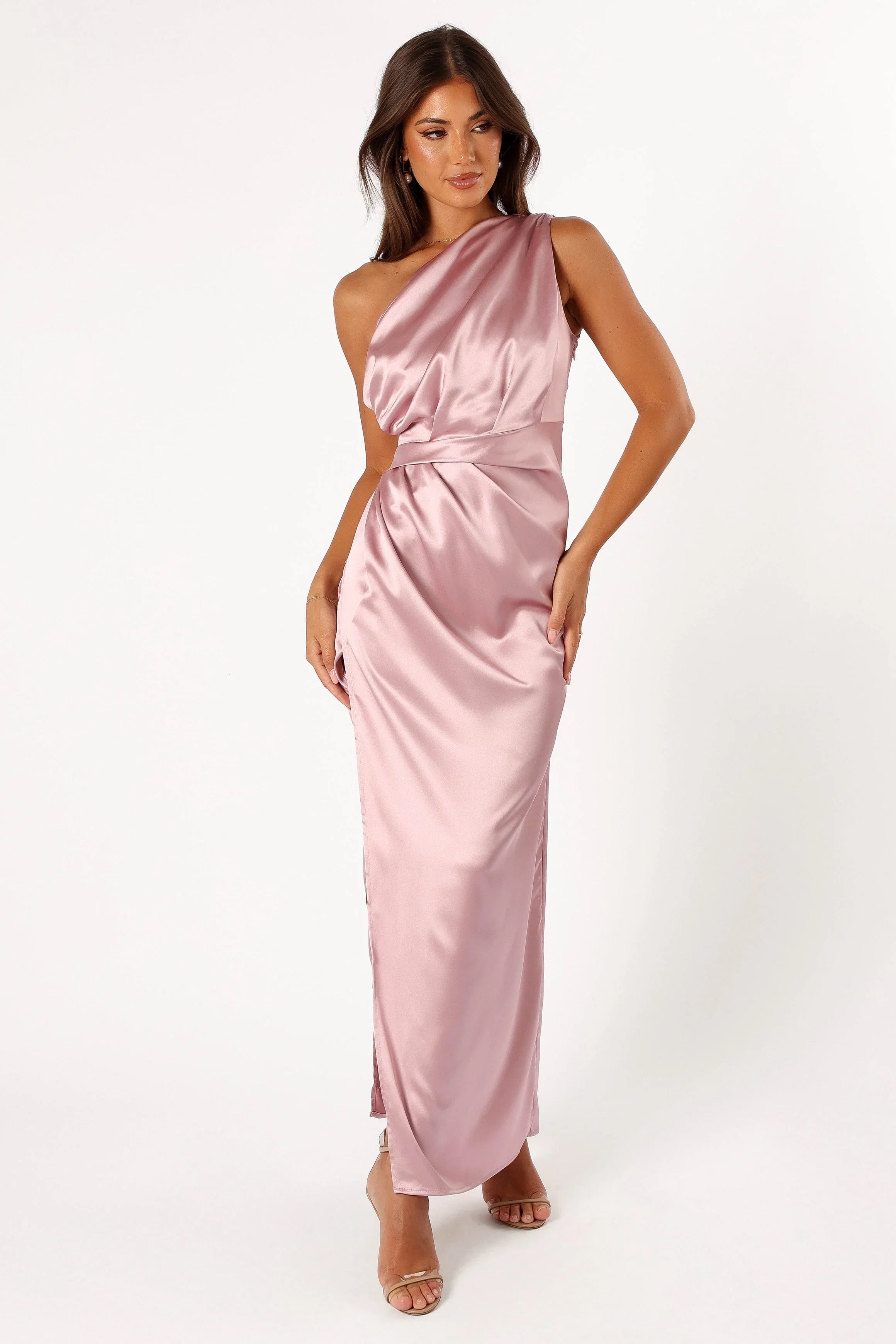 Nadia One Shoulder Maxi Dress Dusty Rose