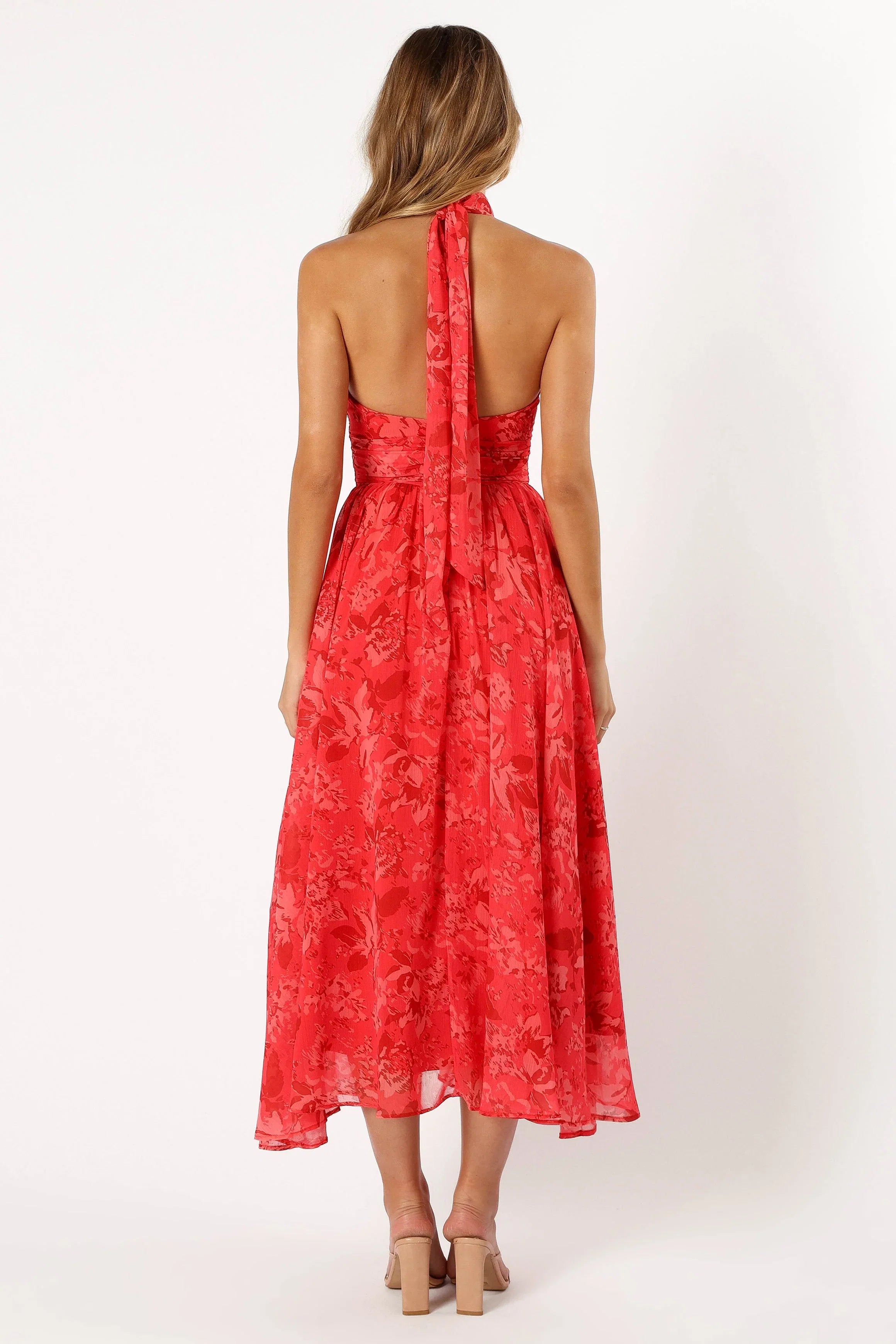 Primrose Halterneck Maxi Dress Red Floral