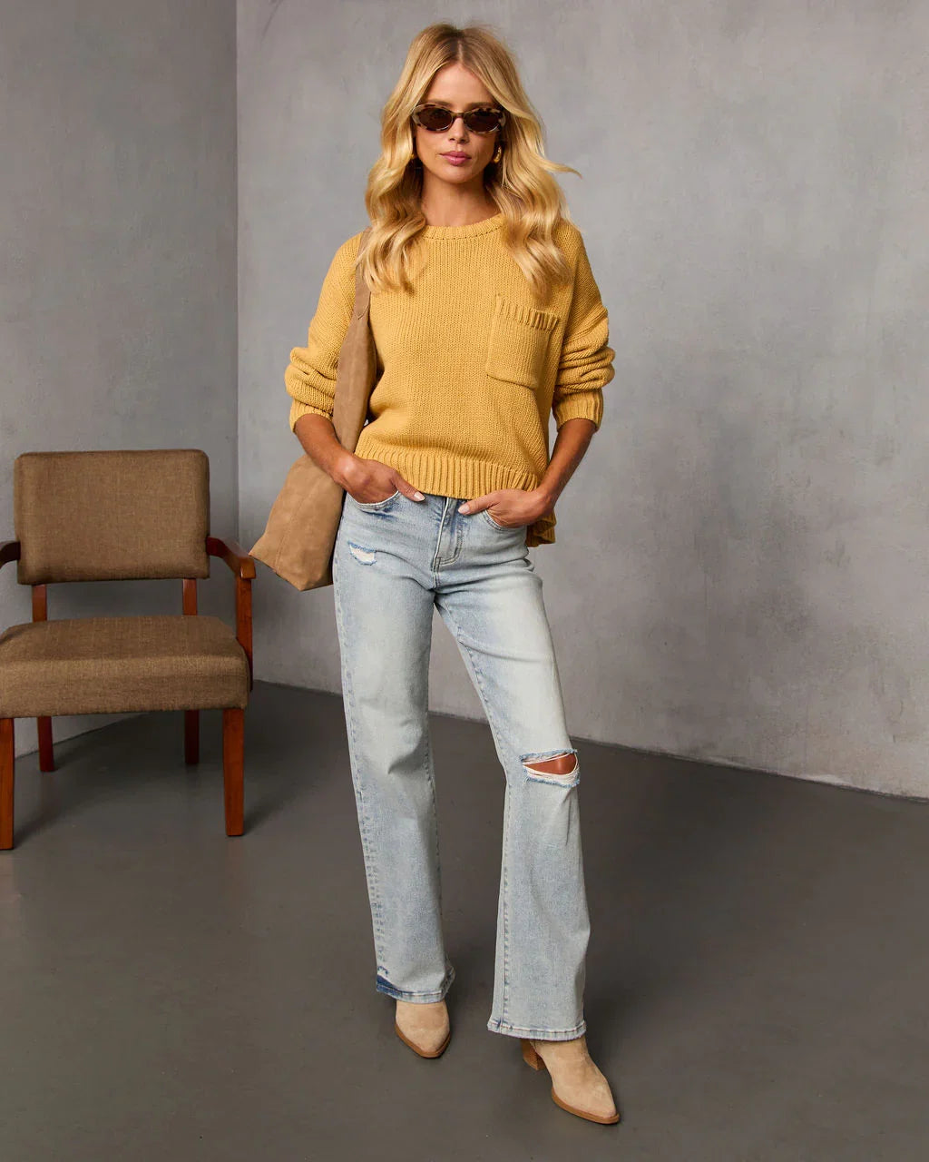 Bilos Relaxed Ribbed Knit Sweater