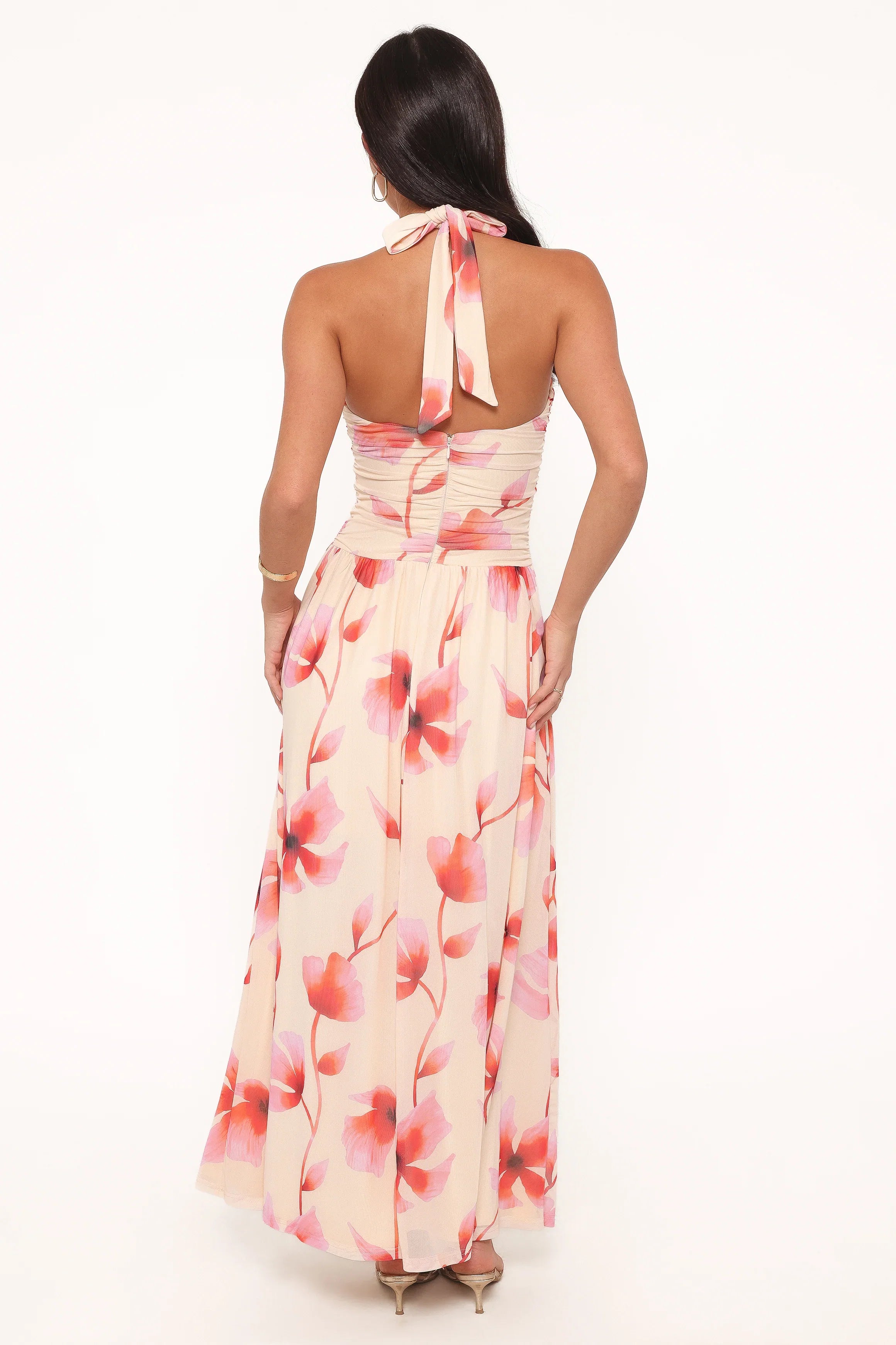 Kaira Halterneck Maxi Dress Pink Floral