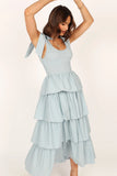 Raphael Tiered Maxi Dress Blue