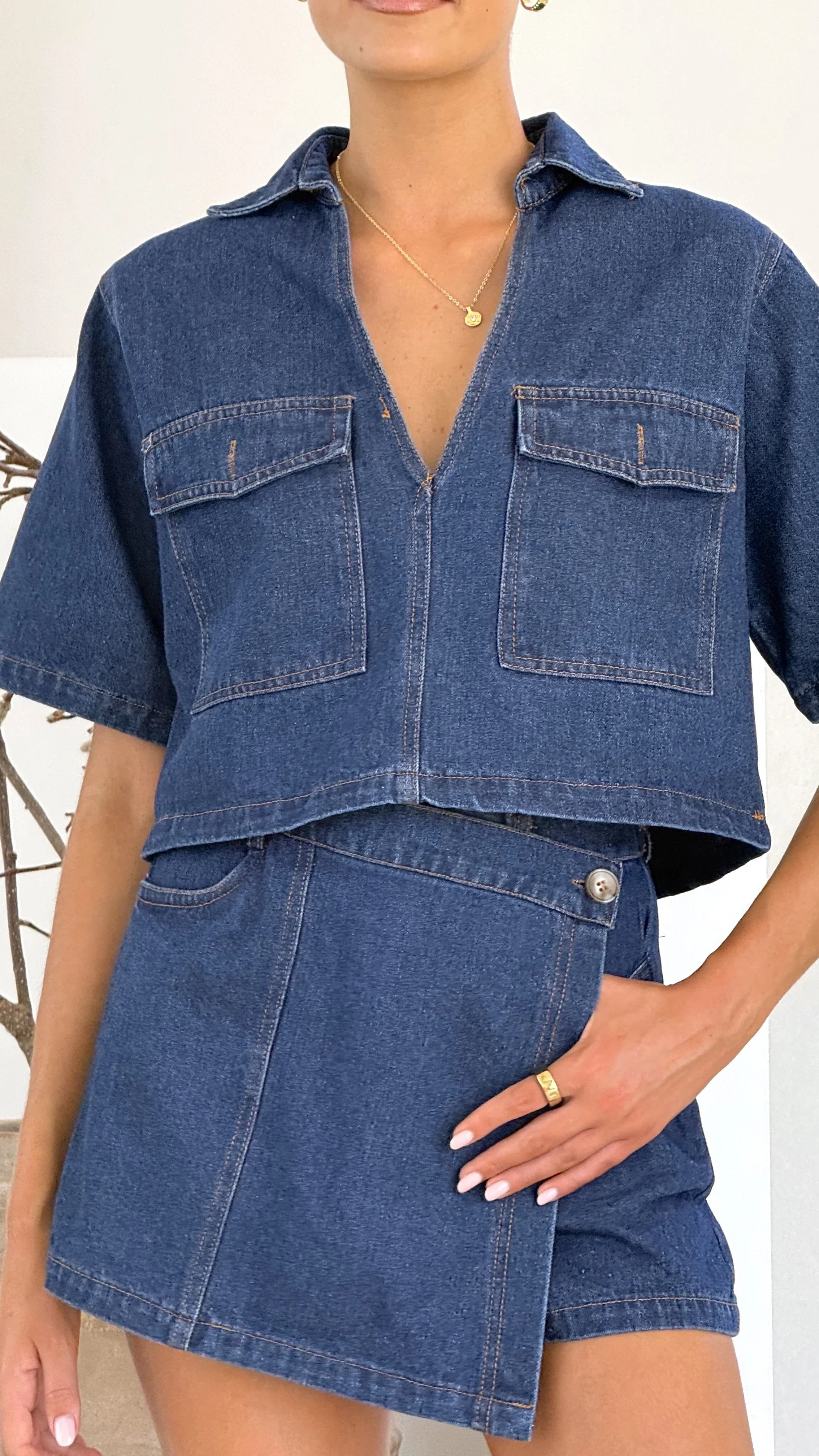 Olivia Top and Skort Set Dark Denim