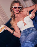 Chasing Starlight Pearl Embellished Cat Eye Sunglasses