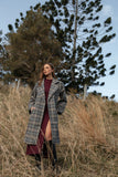 Torie Waist Tie Long Coat Grey Check