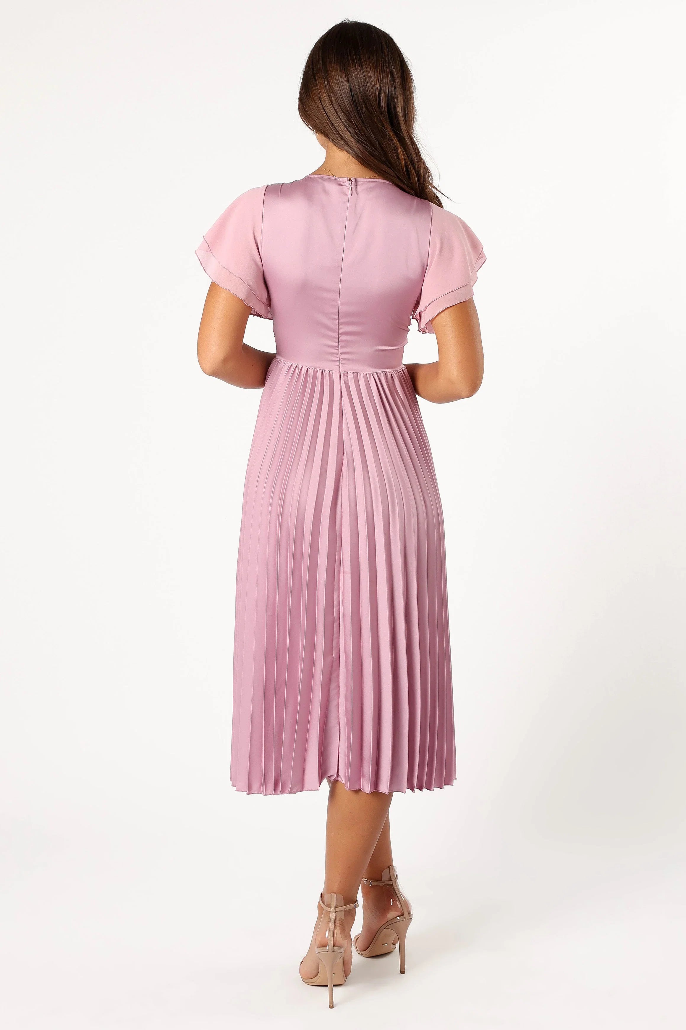 Nova Flutter Sleeve Midi Dress Dusty Rose