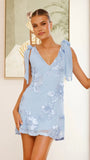 Usha Tie Strap Mini Dress Blue