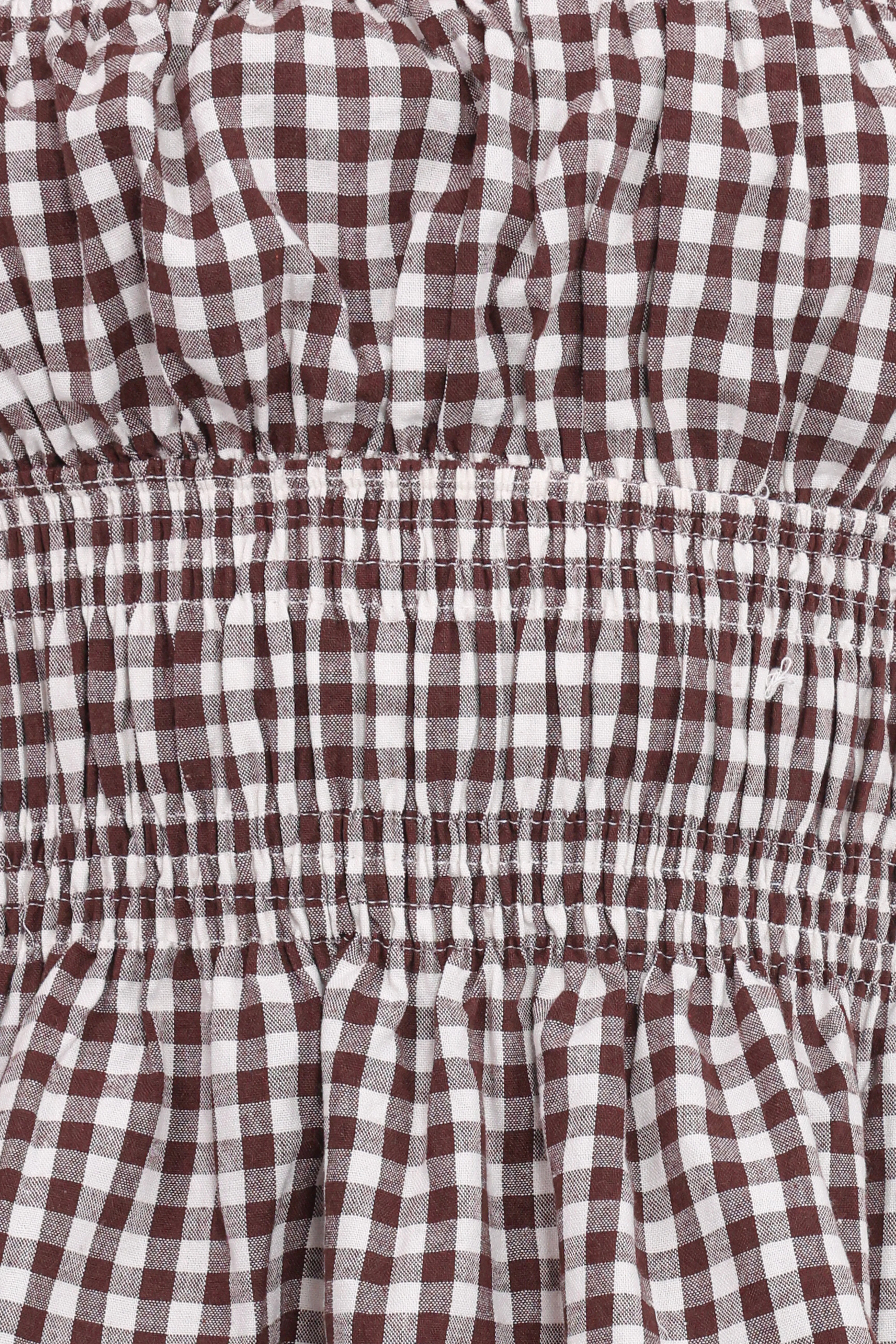 Amity Strapless Top Brown Gingham