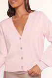 Josey Bow Button Cardigan Light Pink
