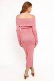 Archie Off The Shoulder Midi Dress Rose