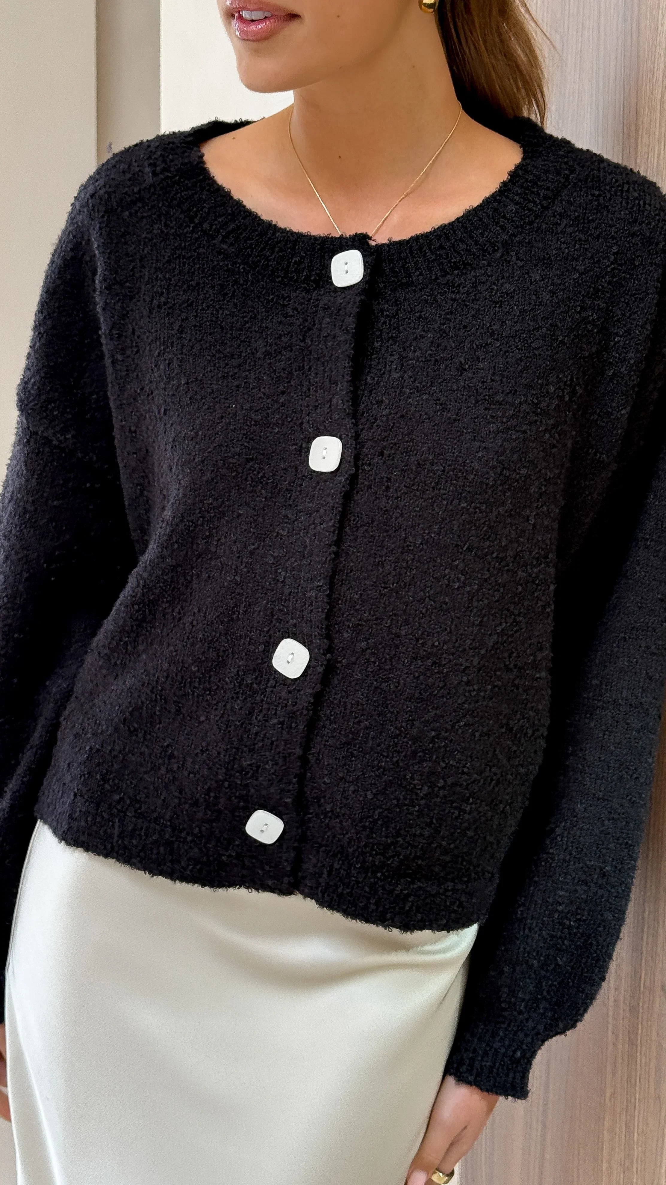 Zelara Knit Cardigan Black