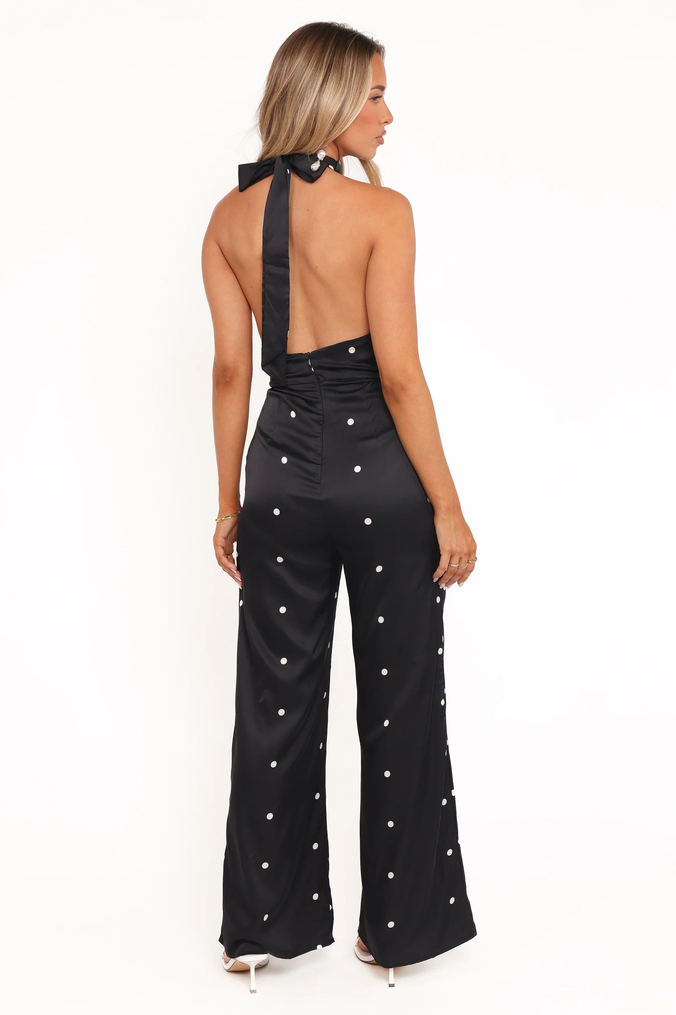 Bentley Halterneck Jumpsuit Black Polka Dot