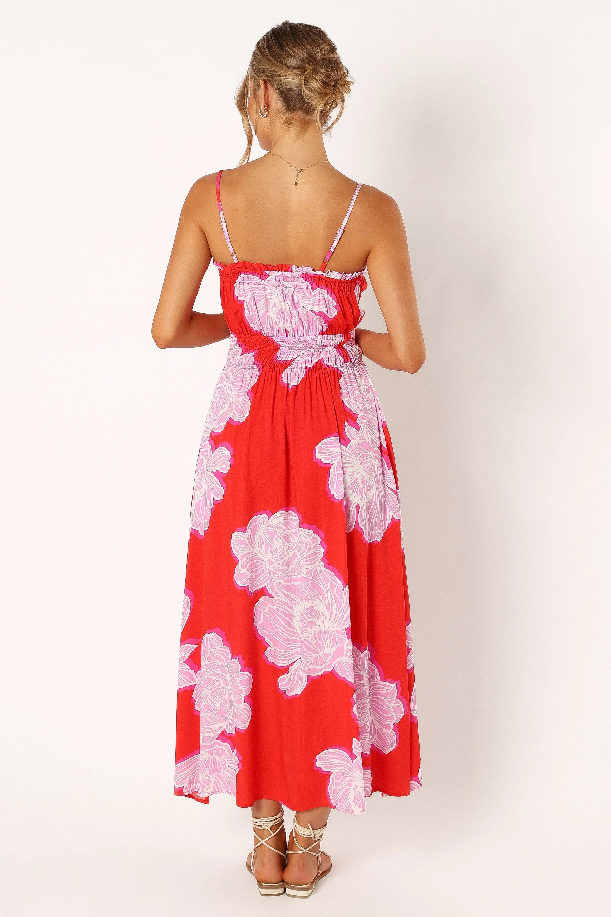 Sybel Midi Dress Red Pink Floral