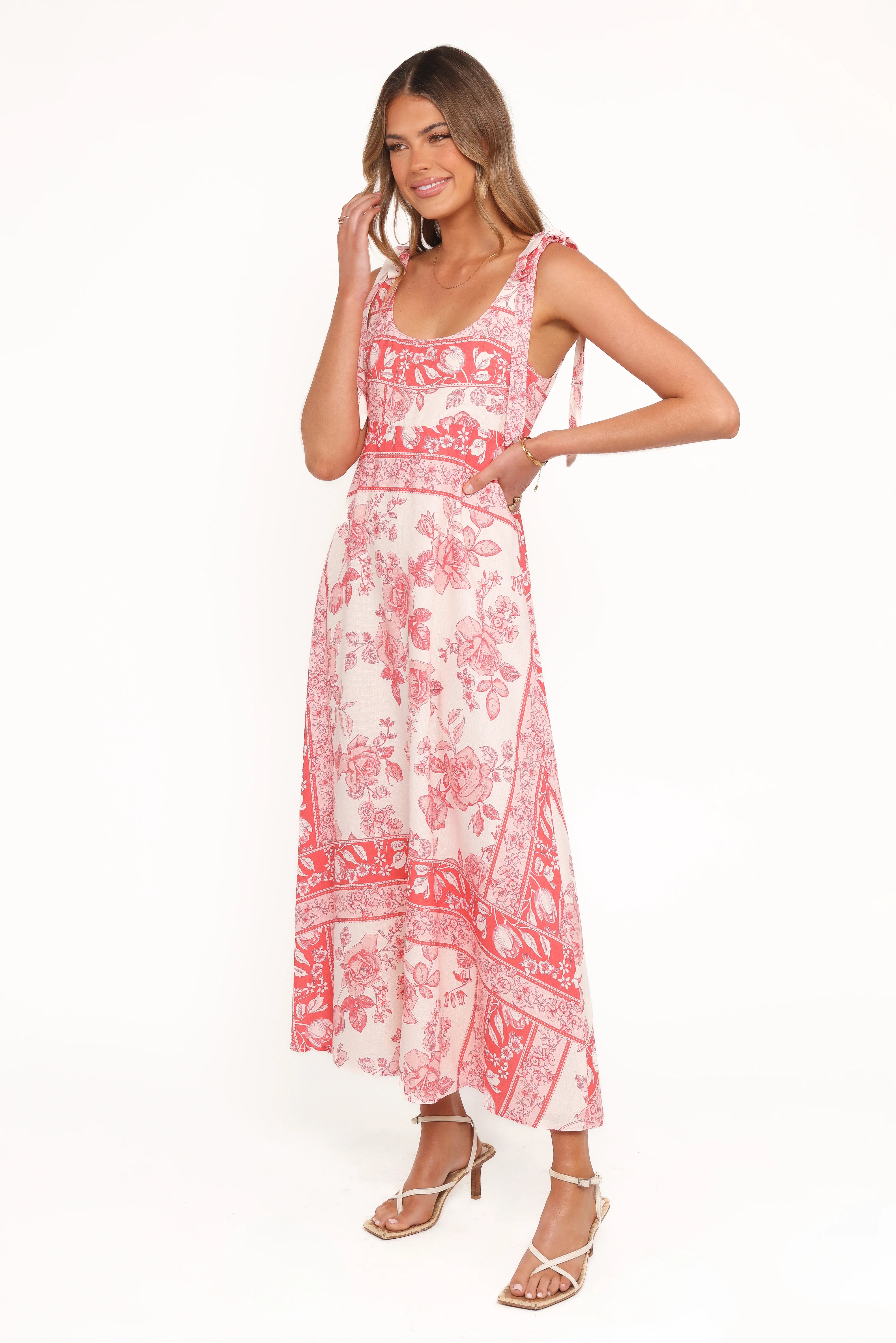 Valara Tie Shoulder Maxi Dress Rose Tile