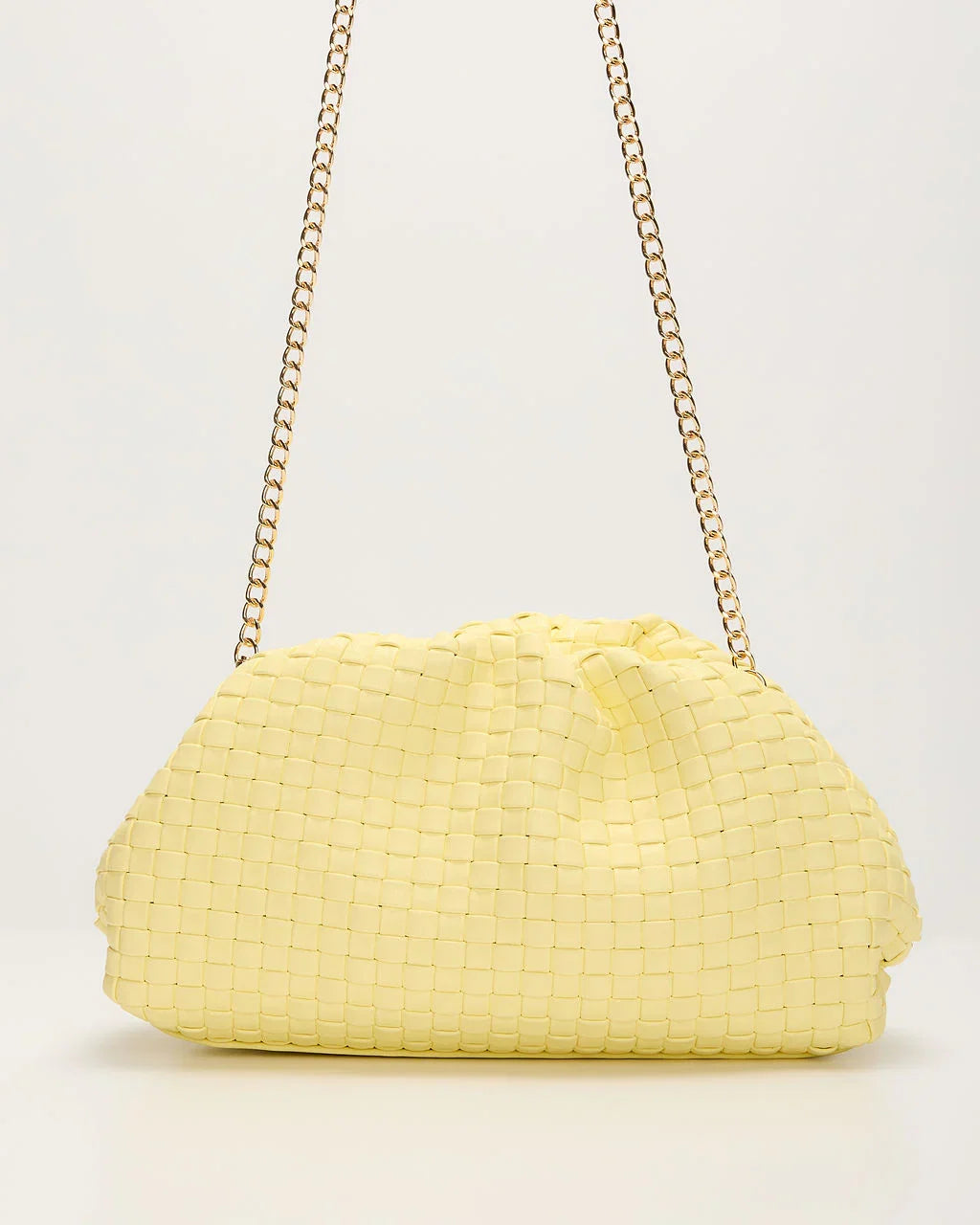 Janice Woven Leather Pouch Clutch