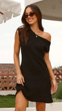 Robin Off Shoulder Mini Dress Black