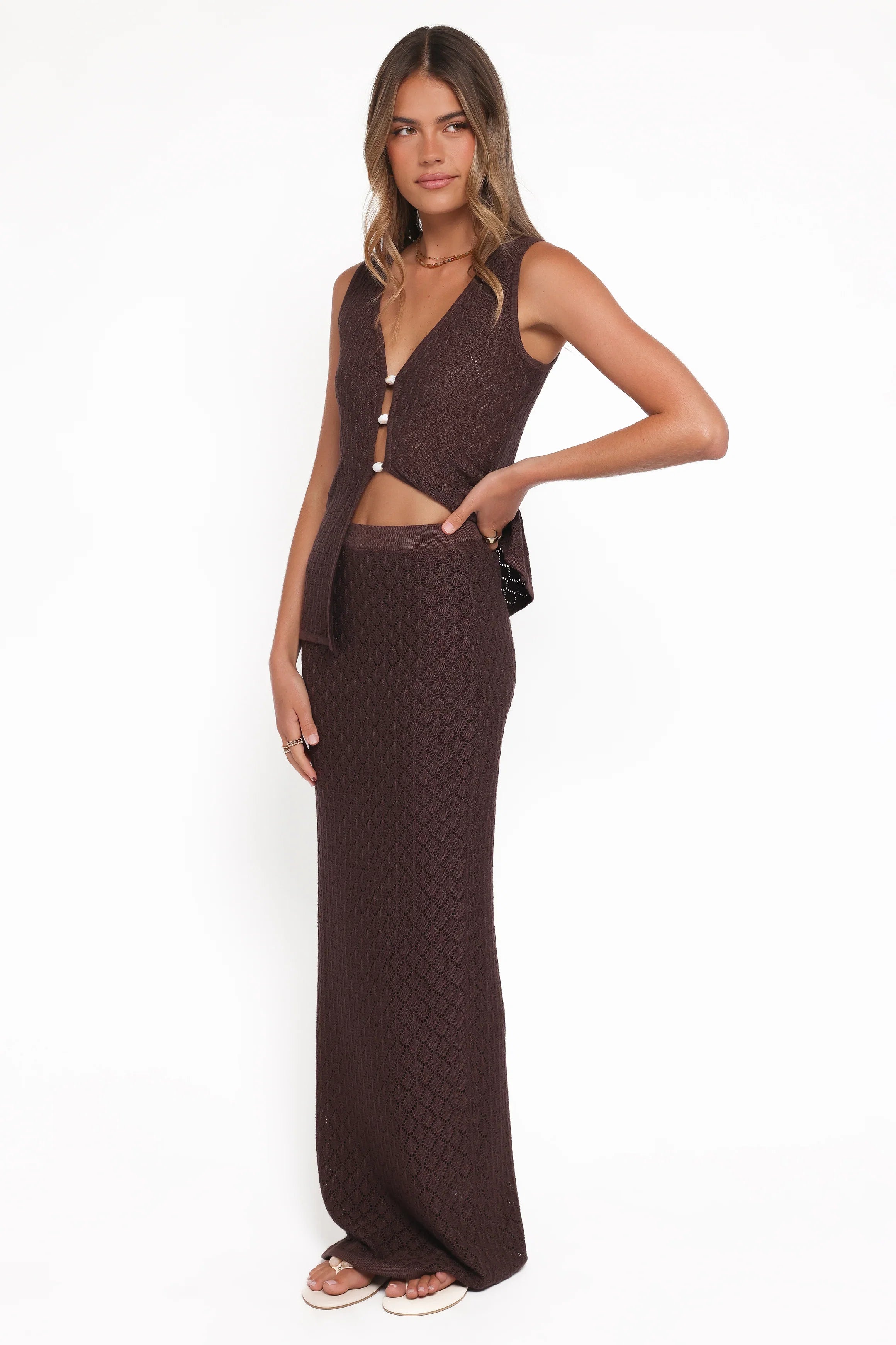 Asplie Knit Maxi Skirt Espresso