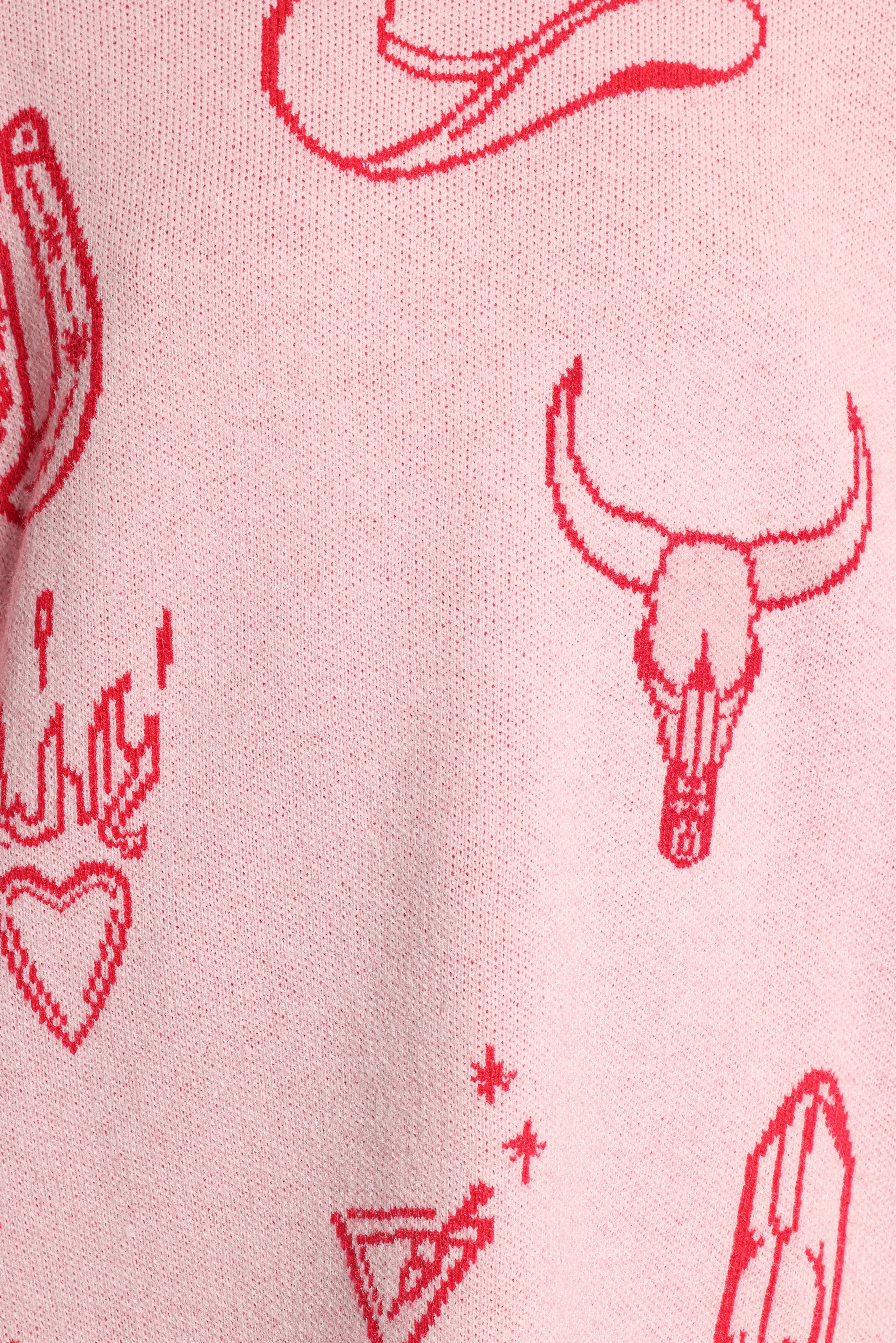 Jax Western Knit Sweater Pink