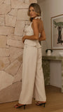Rebekka Halter Neck Top Beige