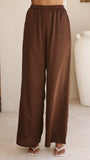 Hayleigh Asymmetrical Top and Pants Set Chocolate Lace