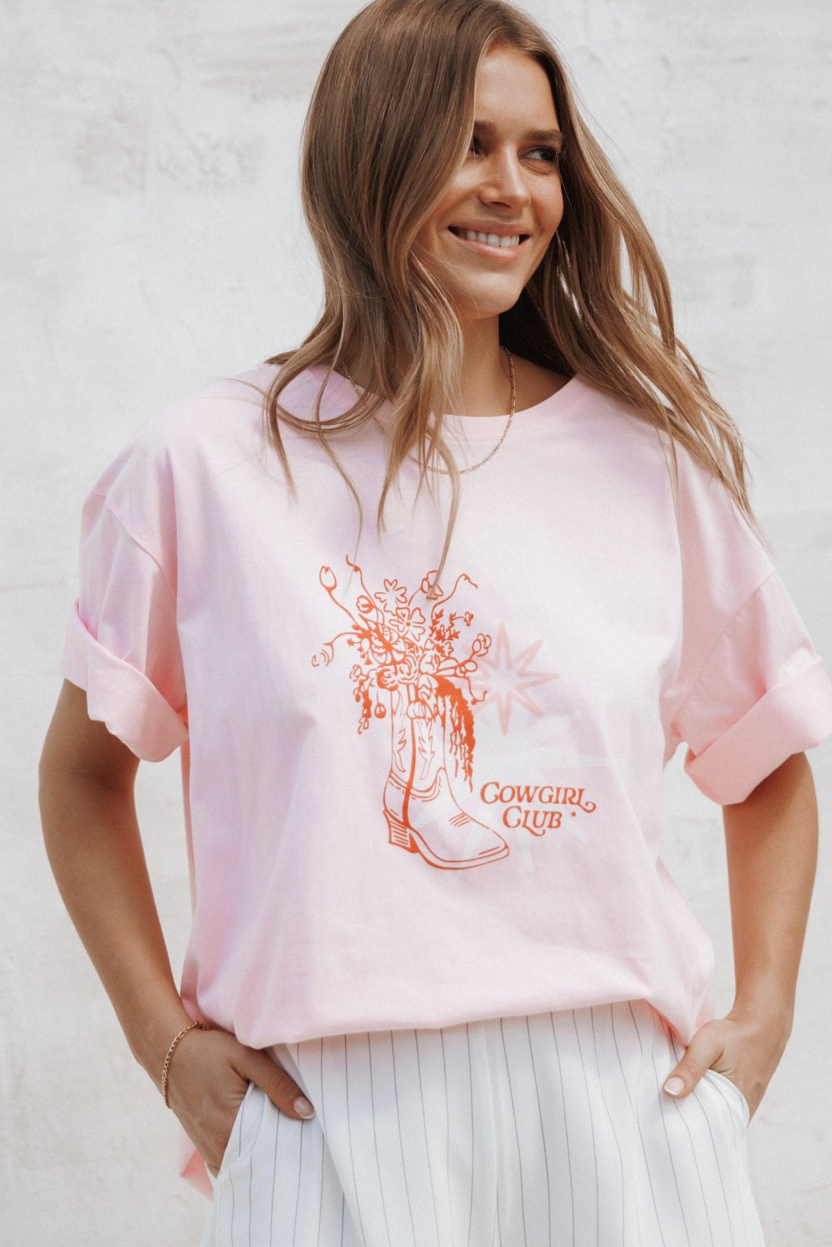 Alanna Cowgirl Club Graphic Tee Pink