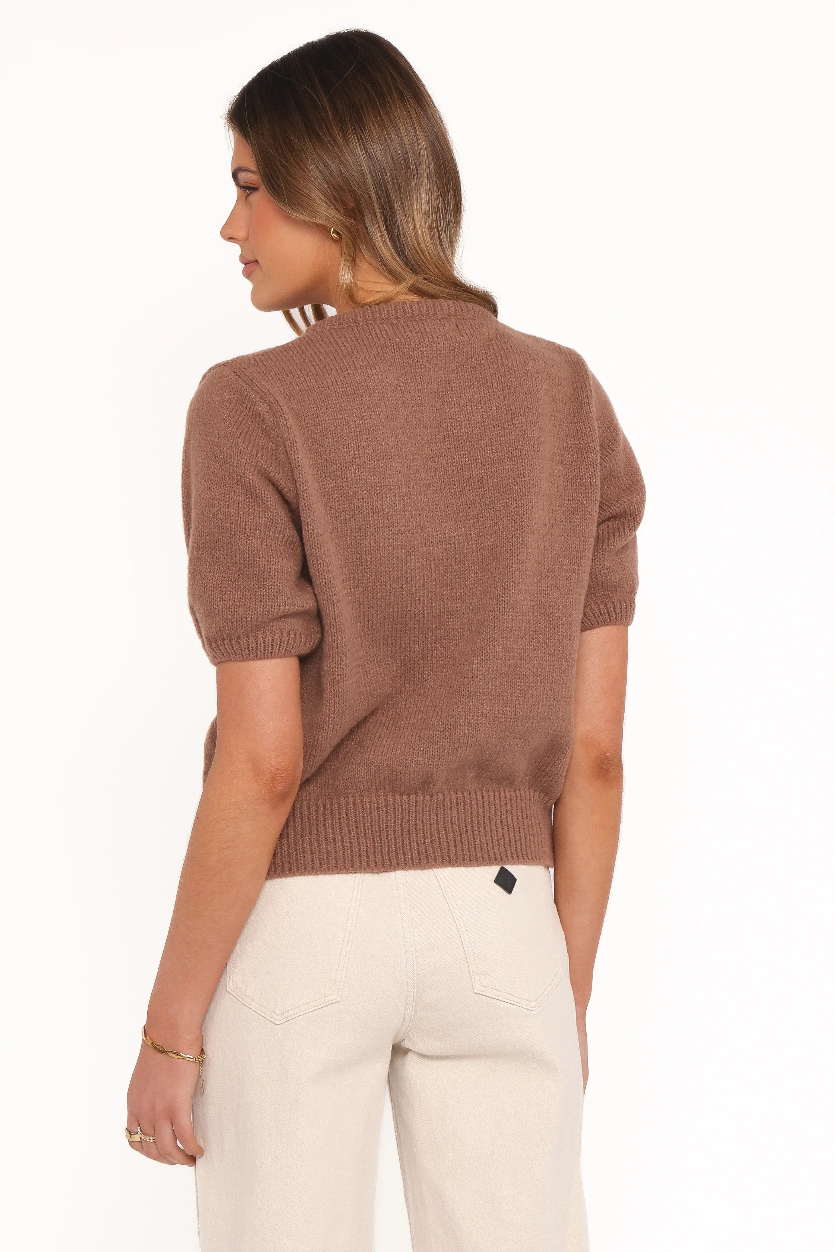 Koskie Tie Knit Top Chocolate