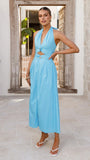 Wesley Halter Neck Maxi Dress Blue