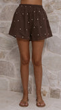 Ziva Strapless Top and Shorts Set Chocolate Polka