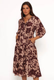 Isaac Maxi Dress Brown Floral