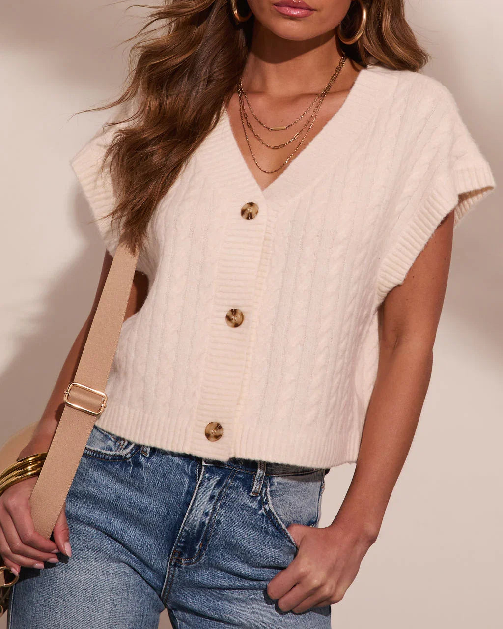 Erinah Cable Knit Vest Top