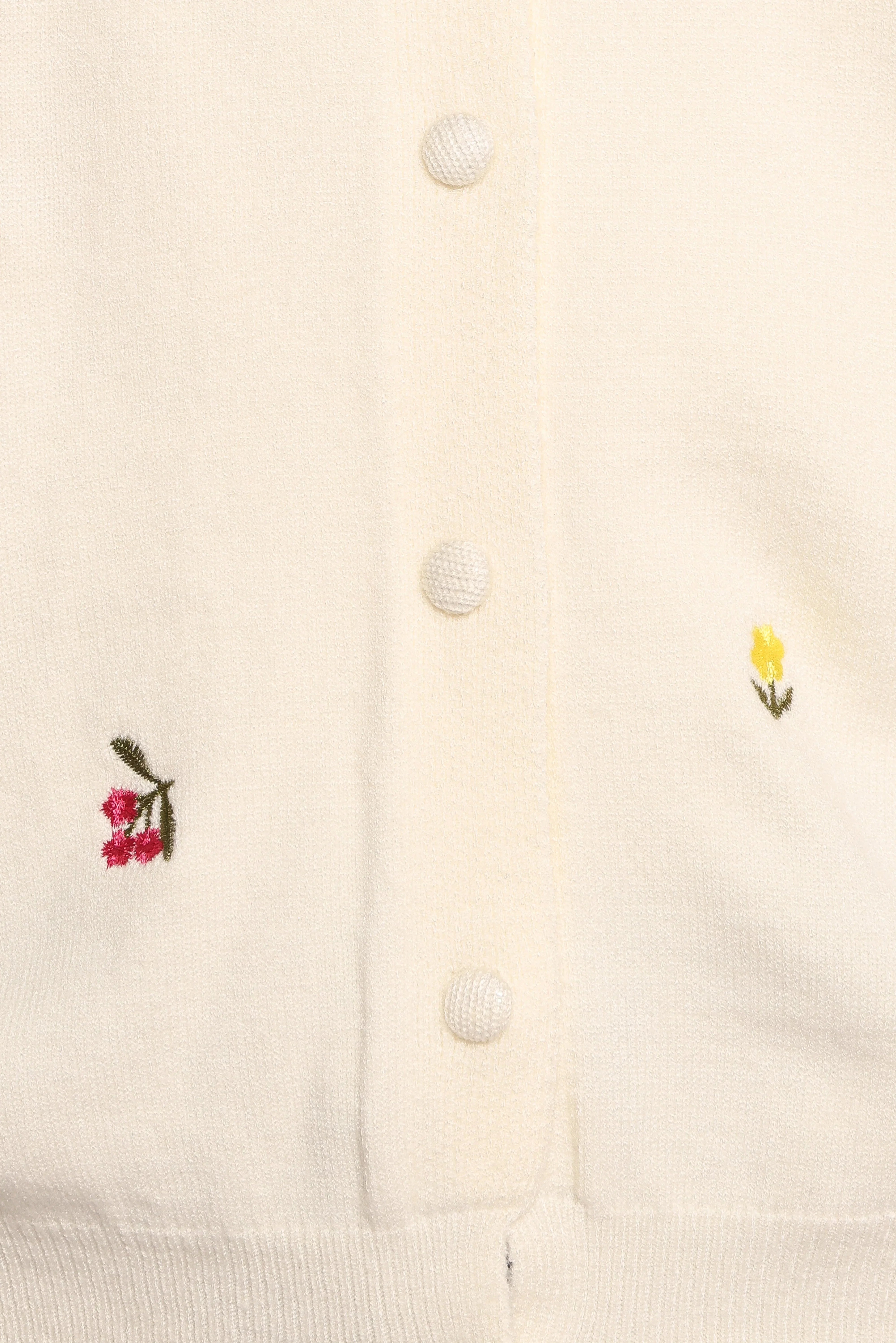 Millen Flower Embroidery Cardigan Cream