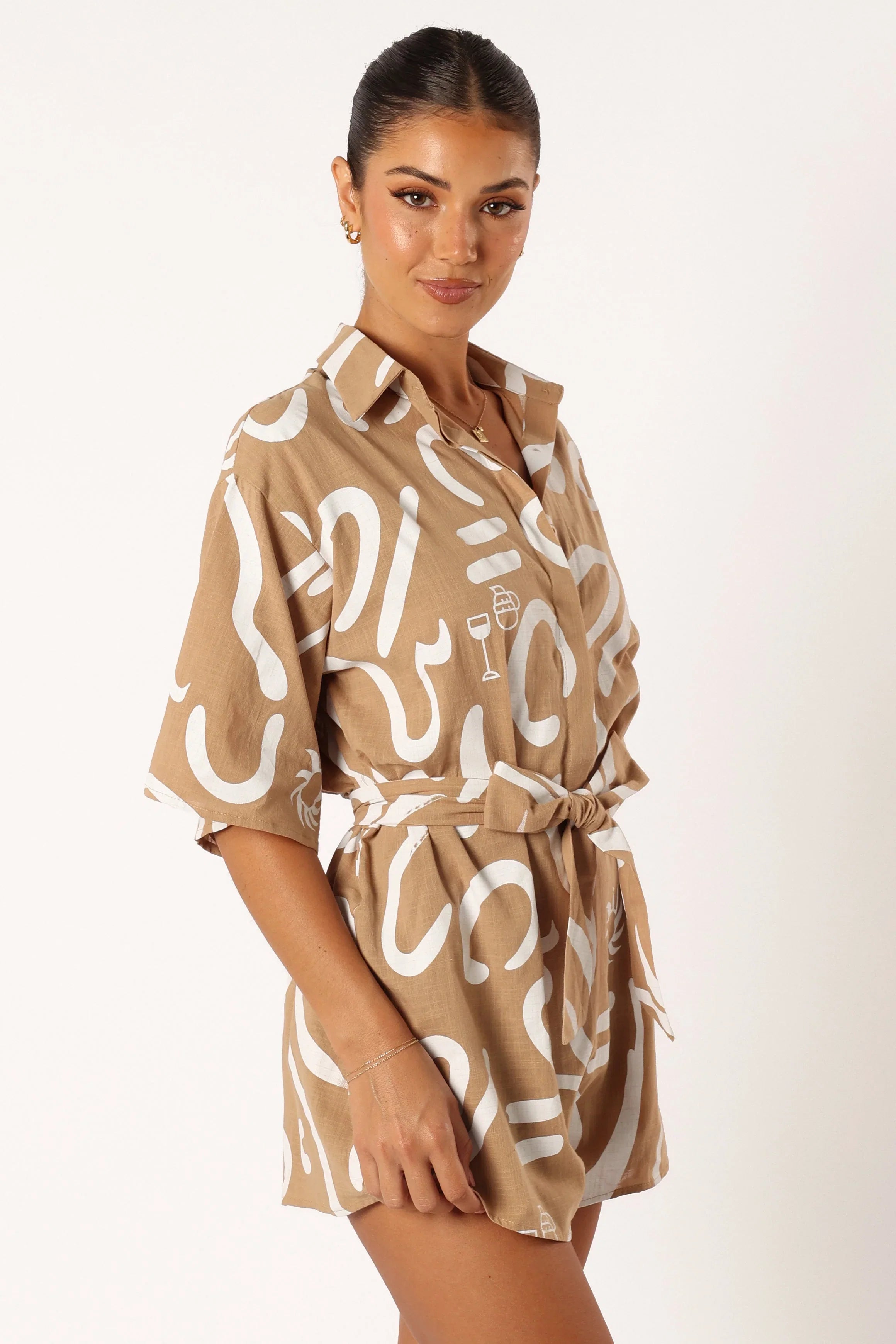 Kellie Romper Tan