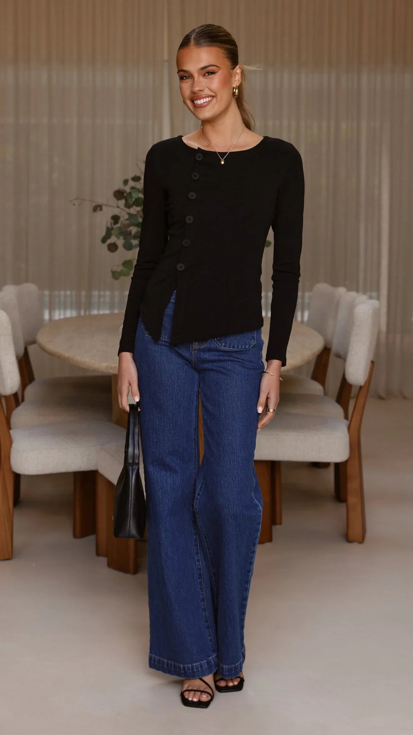 Addison Long Sleeve Top Black
