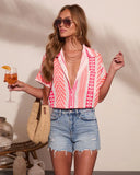 Sunkissed Burst Abstract Short Sleeve Top
