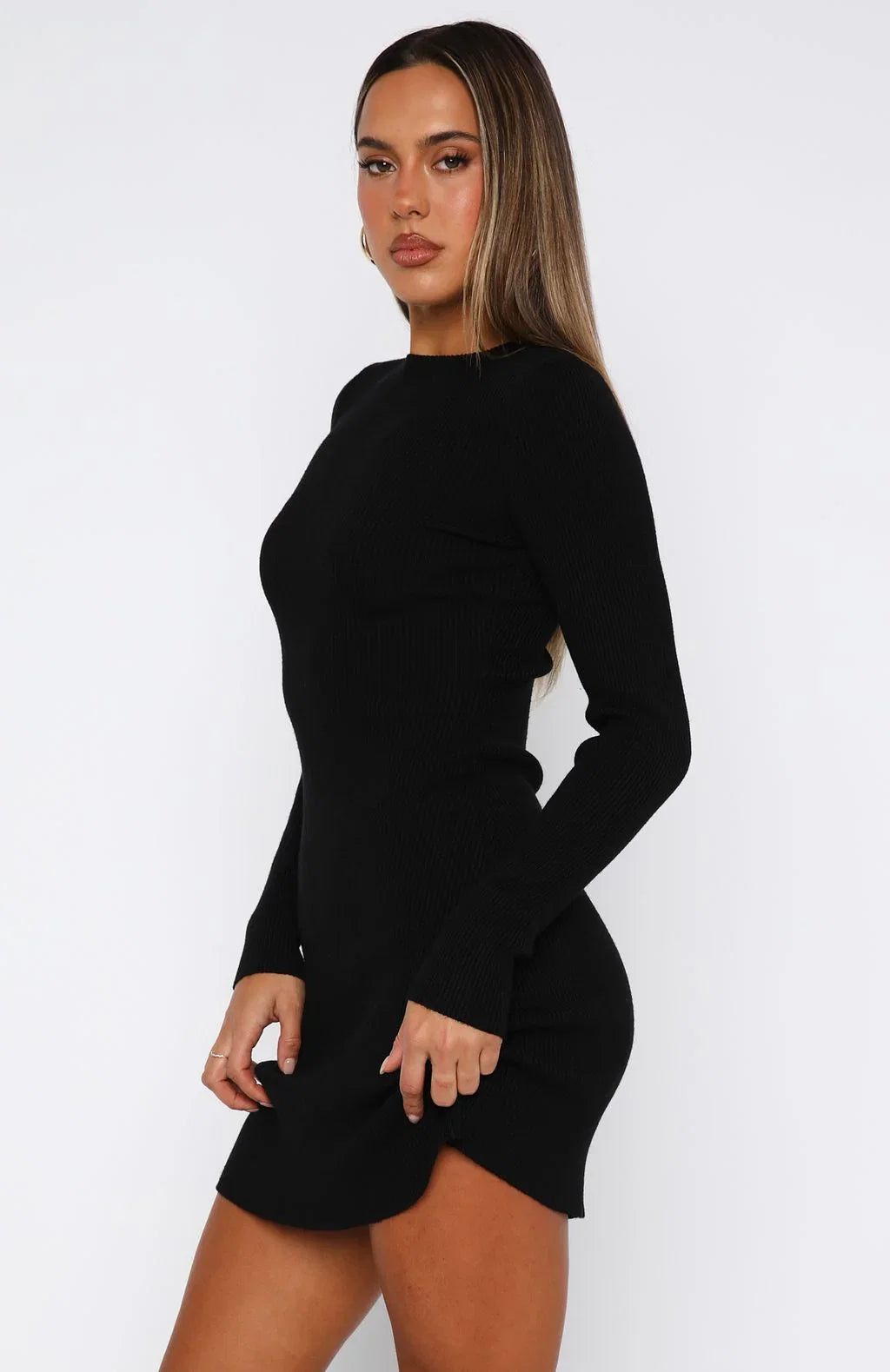 Lets Be Together Long Sleeve Mini Dress Black
