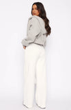 Youd Love It Here Wide Leg Sweatpants White