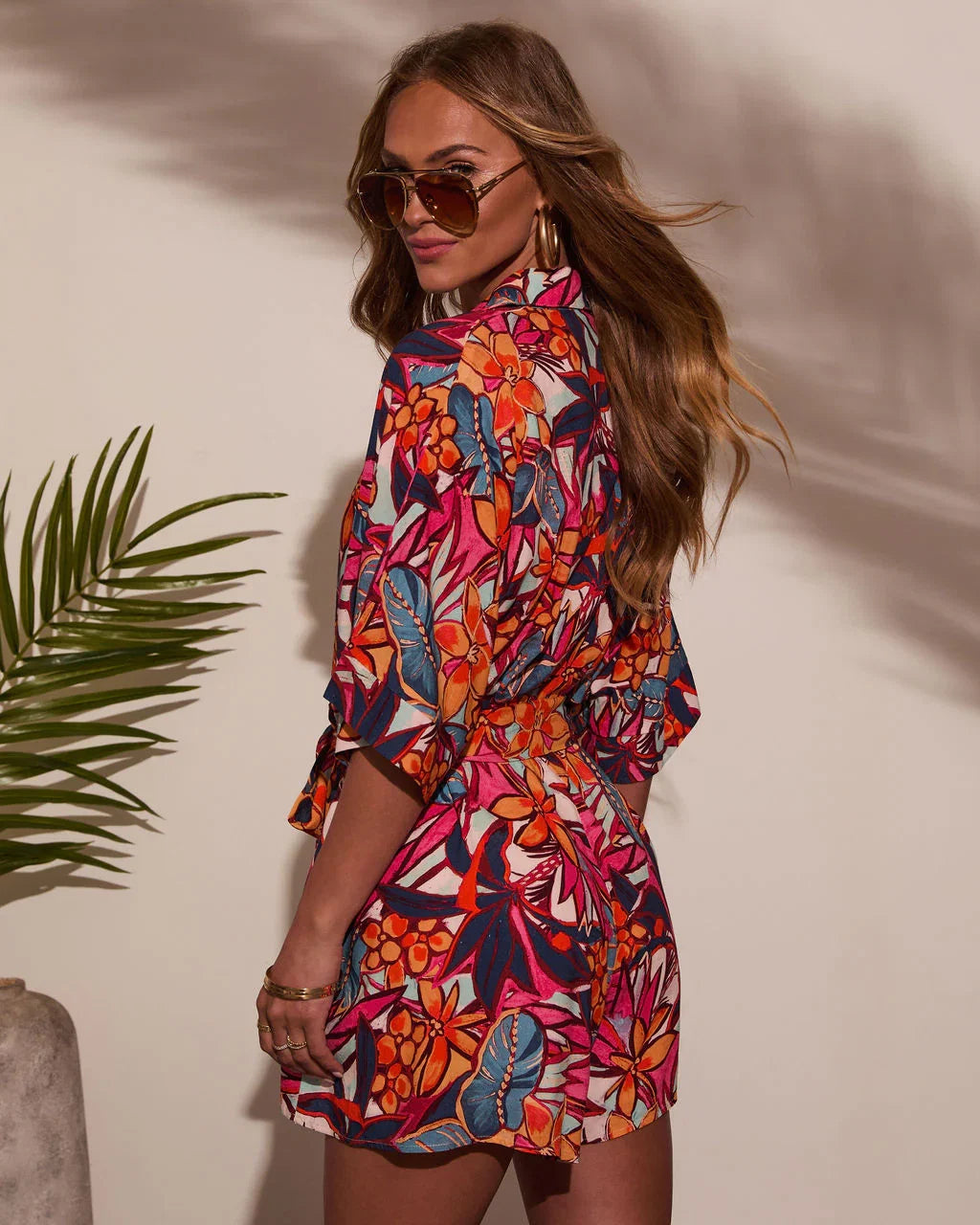 Out And About Printed Waist Tie Romper