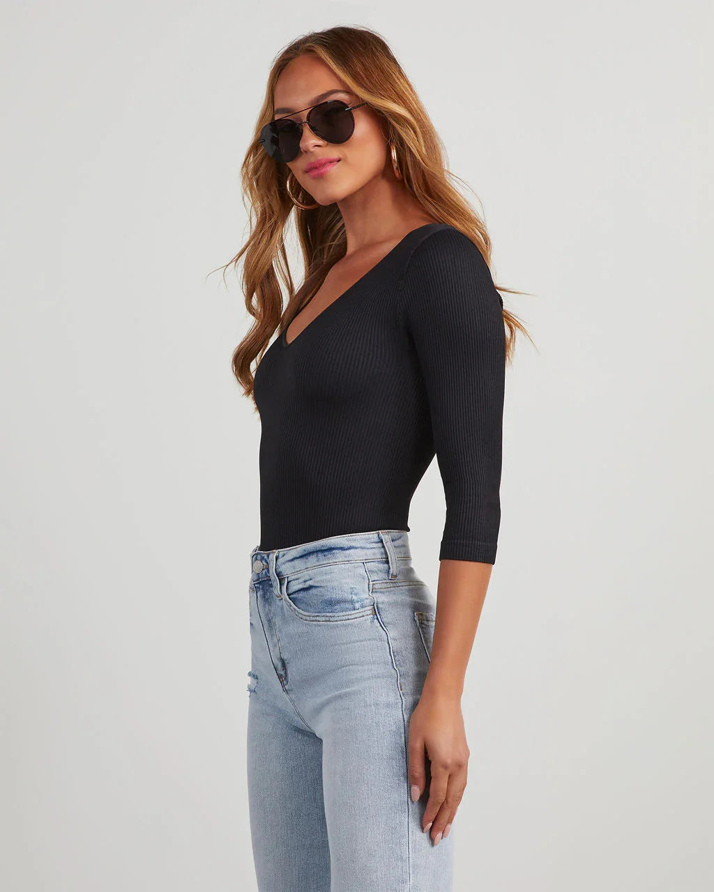 Revival V Neck Ribbed Bodysuit