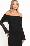 Wilma Off Shoulder Dress Black
