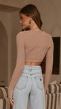 Lacy Long Sleeve Top Mocha