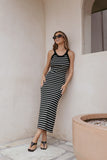 Arabella Knit Dress Black Beige Stripe