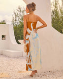 Radiant Tides Abstract Print Maxi Dress