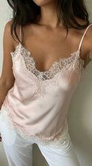 Vienna Lace Satin Cami Pink
