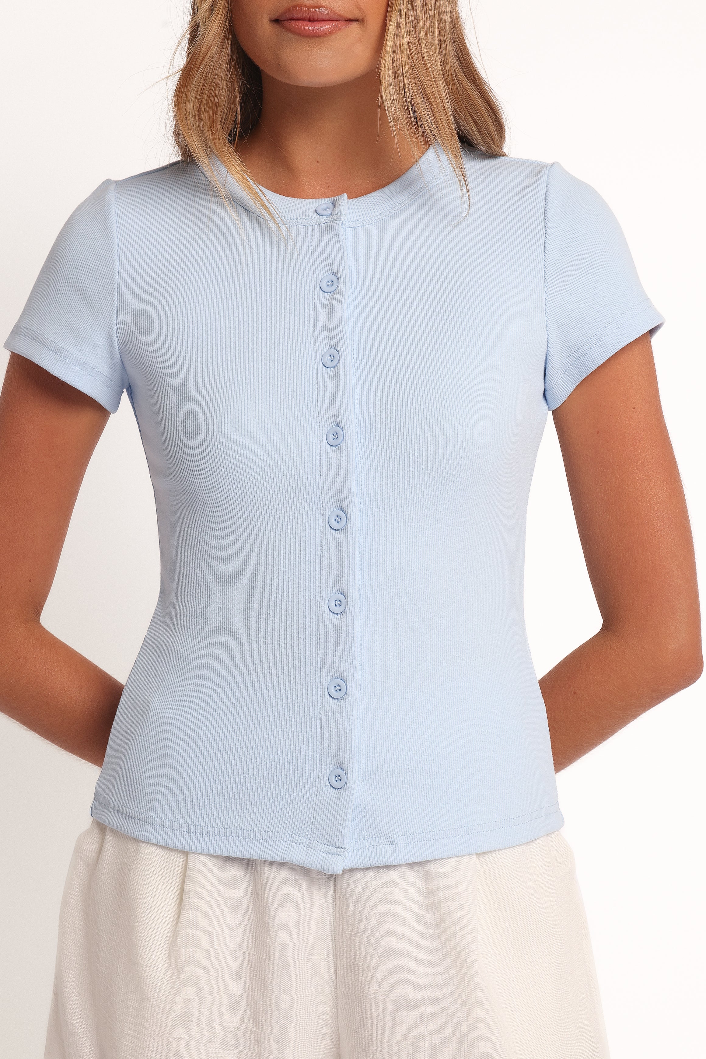 Tylarah Short Sleeve Cardigan Top Light Blue