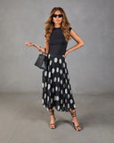 Evening Icon Pleated Polka Dot Midi Skirt