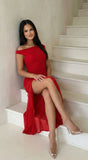 Ascent Off Shoulder Maxi Dress Red