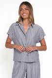 Melanie Pant Set Charcoal Stripe