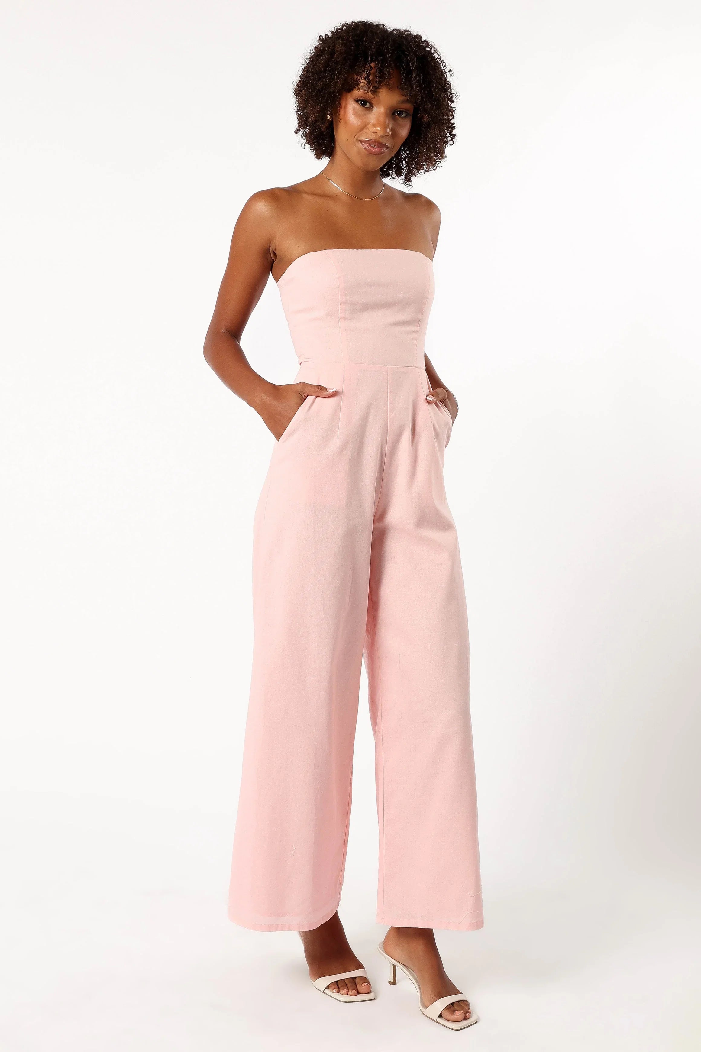 Jodie Strapless Jumpsuit Pale Pink